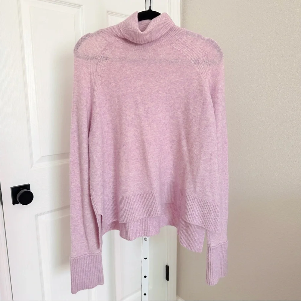 J.Crew Turtleneck Sweater Side Slits Supersoft Yarn Size XL Purple Alpaca Wool